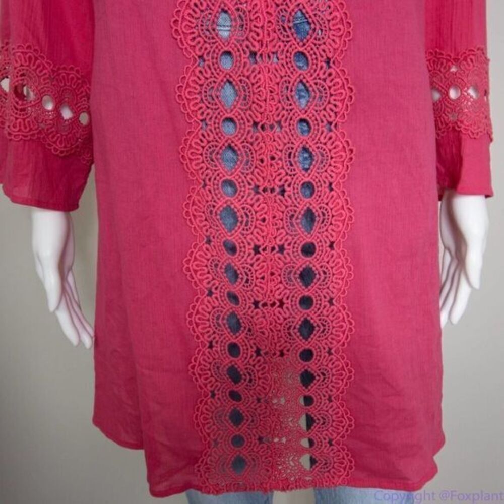 La Blanca pointelle cotton pink tunic, coverup size M‎ - Picture 8 of 16